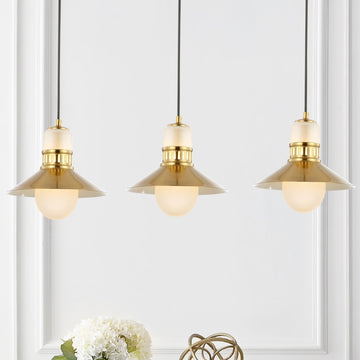 Colin Adjustable Iron/Glass Retro Hurricane LED Pendant - JONATHAN Y